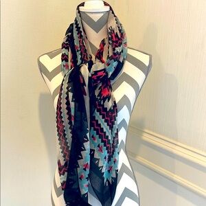 Geometric Black & Pink Aztec Patterned Fashion Scarf / Wrap